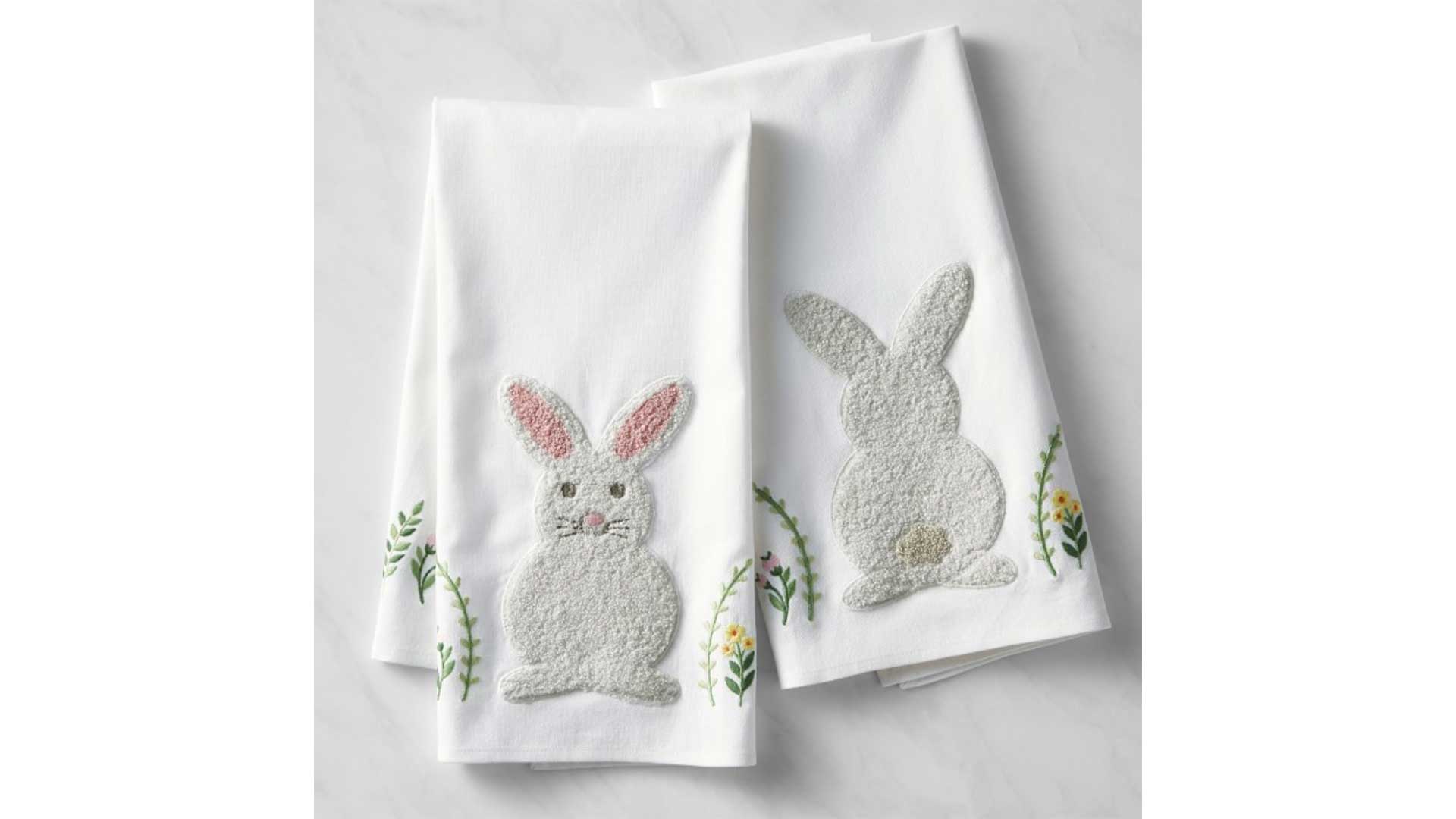 Embroidered Bunny Towels, Set of 2 