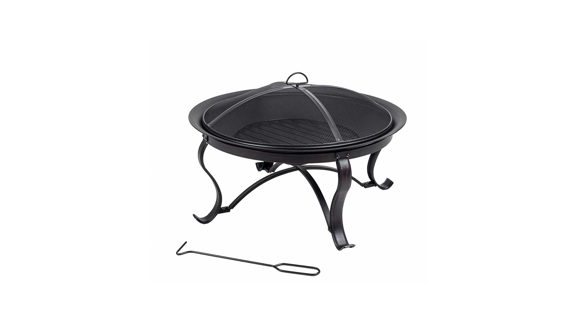 Round Steel Wood Burning Fire Pit in Rubbed Bronze