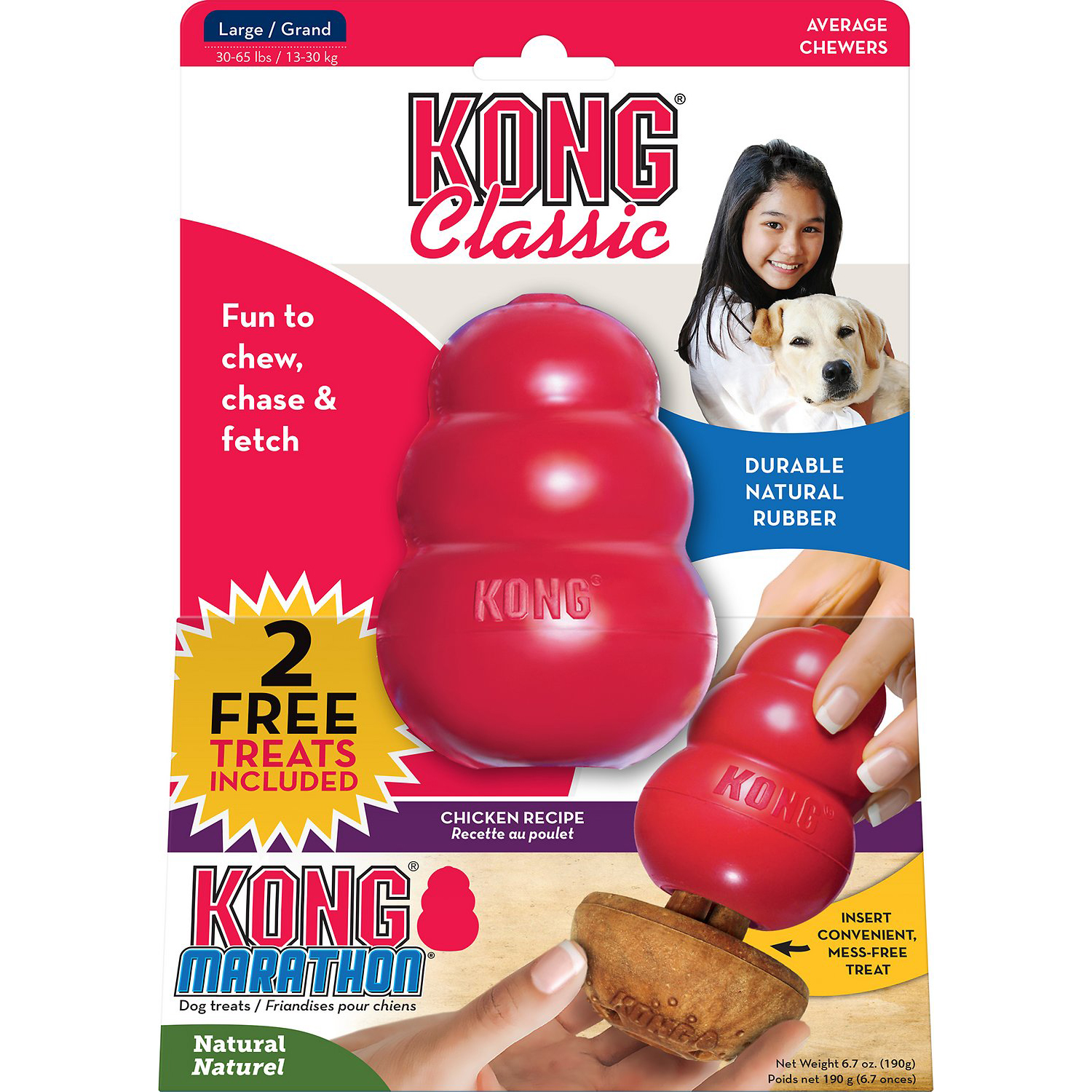 KONG Marathon Chicken Recipe Treat Dispenser Dog Toy, Large
