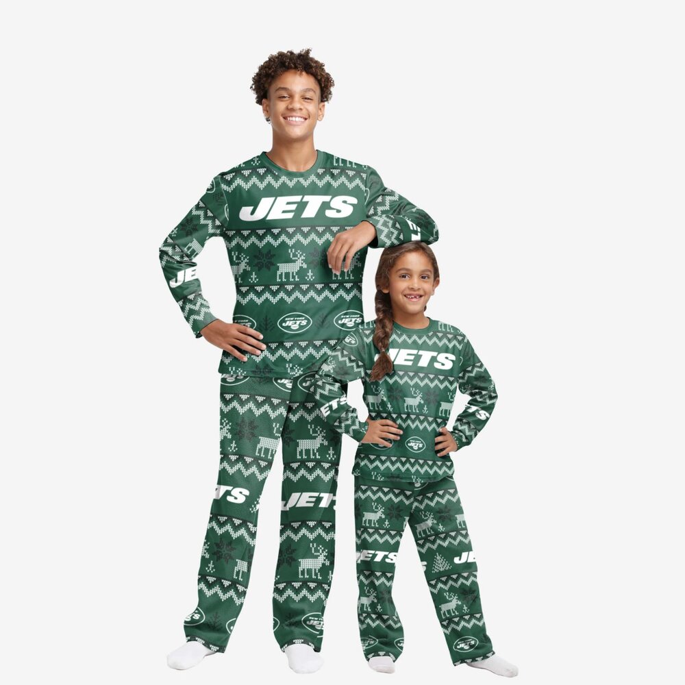 New York Jets Ugly Pattern Family Holiday Pajamas