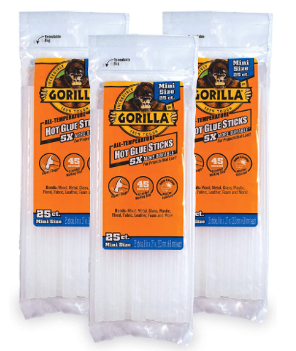 Gorilla Hot Glue Sticks, Mini Size