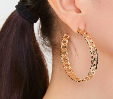 Chain Open-End Hoop Earrings