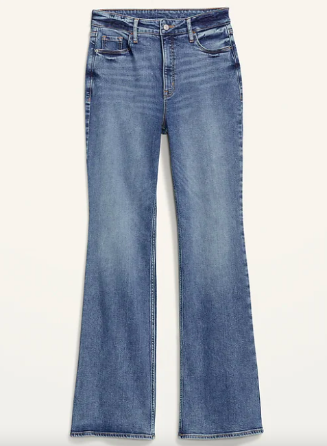 Higher High-Waisted Light-Wash Full-Length Flare Jeans