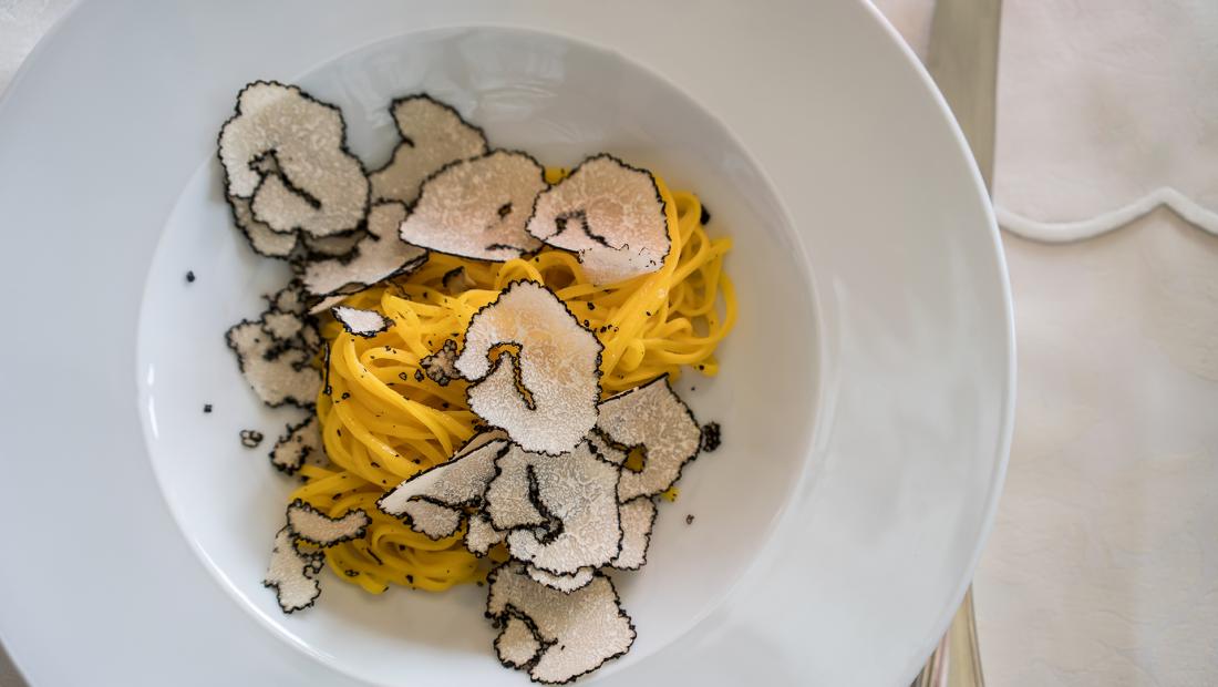 pasta with shaved truffle on top
