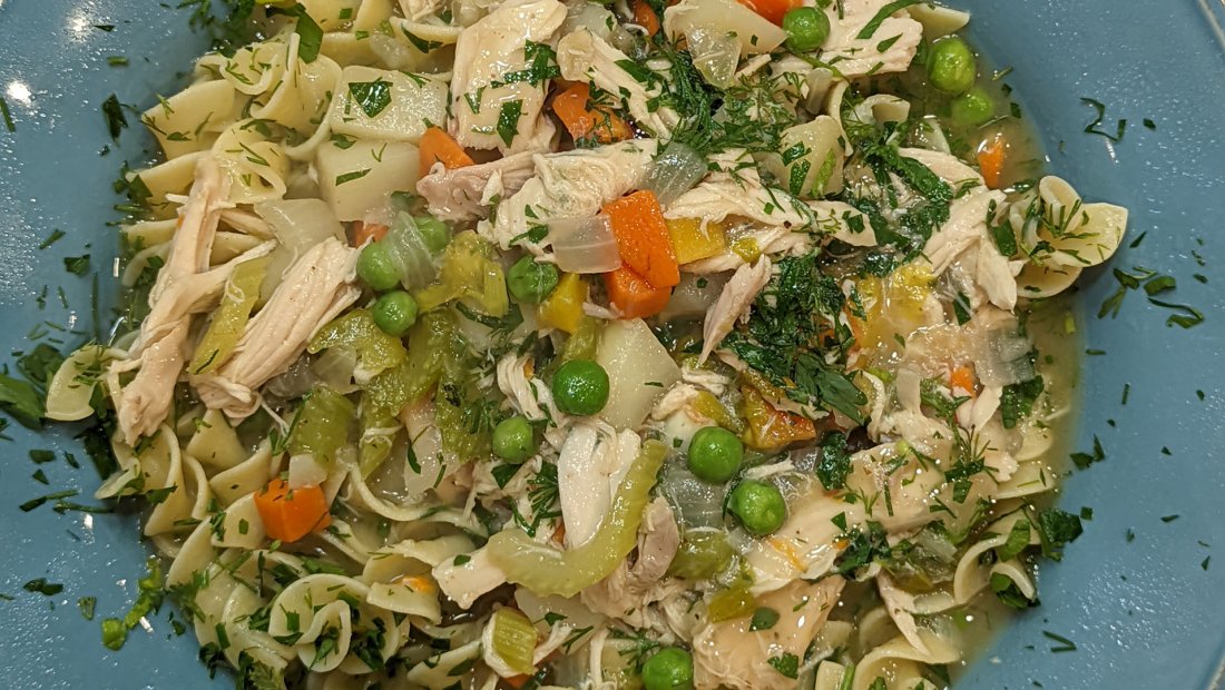 Chicken and Vegetable "Stoup" with Herb and Butter Egg Noodles
