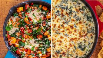 sweet potato hash and kale artichoke dip