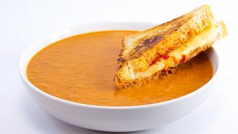 Italian Hot Honey Grilled Cheese and Roasted Cherry Tomato Soup