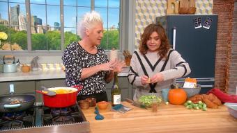 Anne Burrell and Rachael Ray making Brussels sprouts