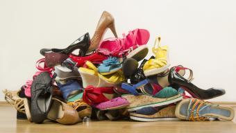 big pile of women's shoes
