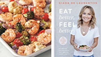 Sheet Pan Parmesan Shrimp & Veggies/Eat Better, Feel Better by Giada De Laurentiis book cover