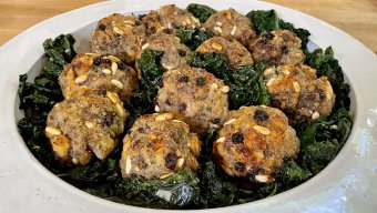 Roasted Meatballs with Dark Greens