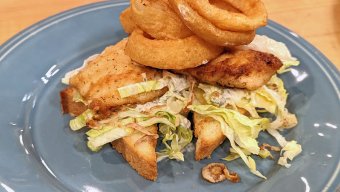 Sea Bass Fishwich with Tasty Tartar Sauce on Toast Points
