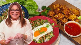 Corn Fritters with Thai Chili Sauce + Thai Chicken with Basil | Rachael Ray