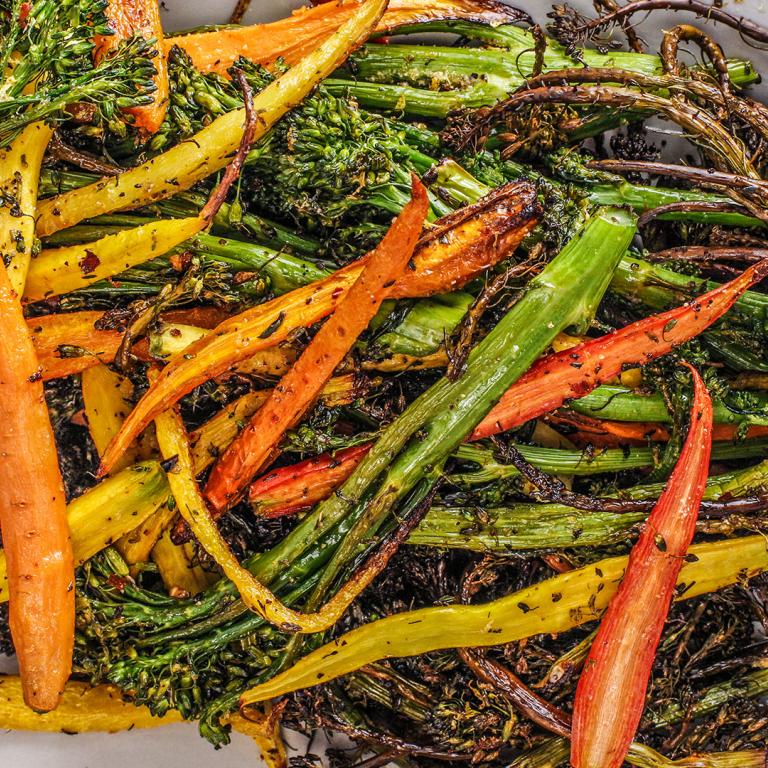 Roasted Broccolini and Baby Carrots