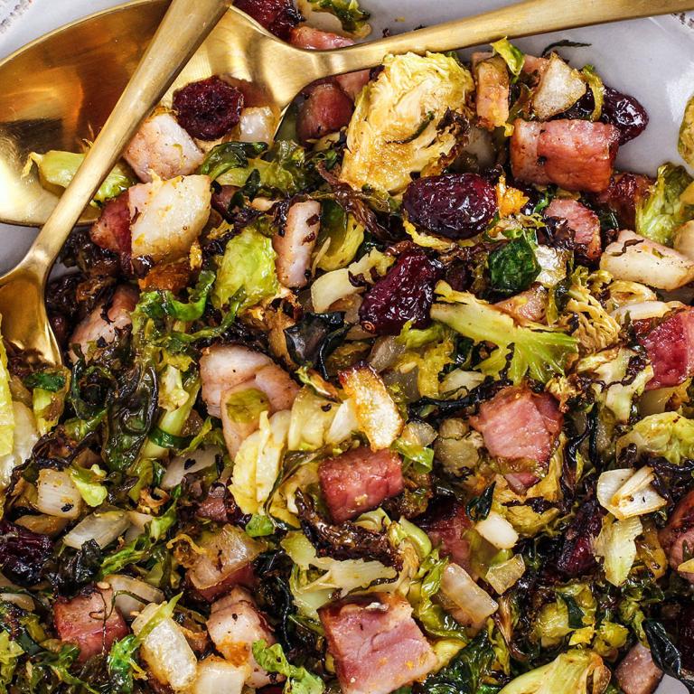 Bacon & Onion Shaved Brussels Sprouts