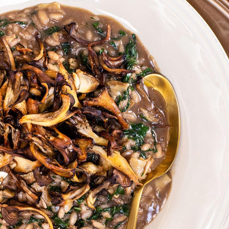 Red Wine Risotto with Kale & Mushrooms