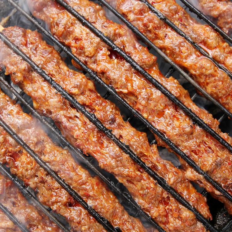 Ground Beef Kebabs on Grill