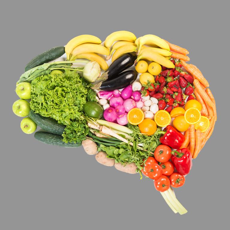 brain shape made up of different food