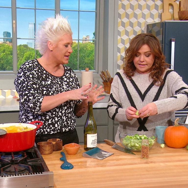 Anne Burrell and Rachael Ray making Brussels sprouts
