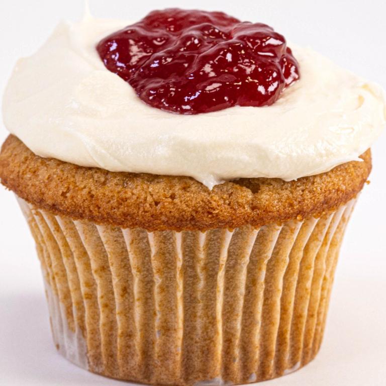 Raspberry Jam Cupcakes with Cream Cheese Frosting