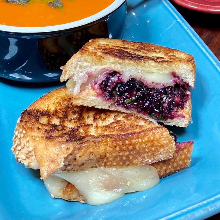 Grilled Cheese with Blackberry, Balsamic and Basil