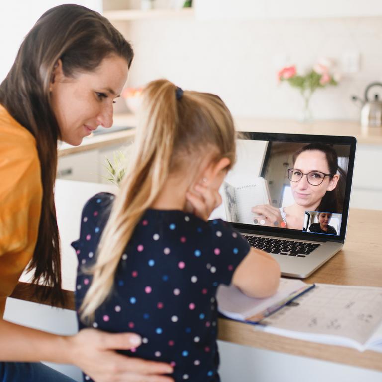 parent and child remote learning at home