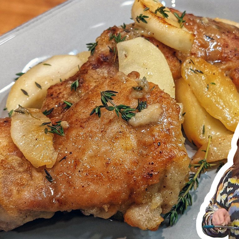 Chicken with Apples and Pears and Cheesy Potatoes | Rachael Ray