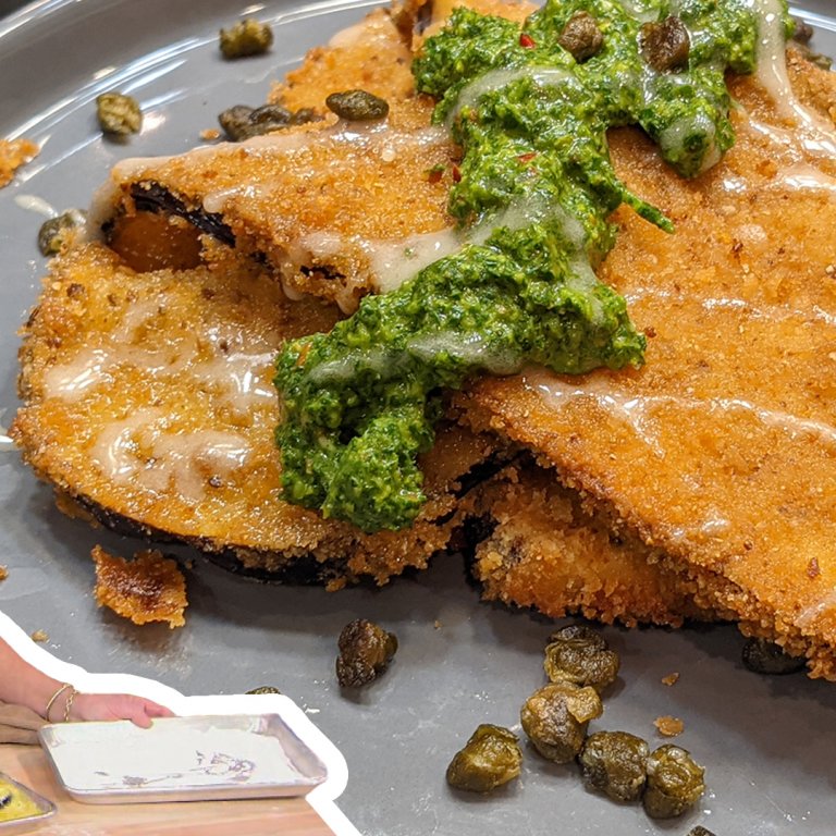 Eggplant Schnitzel with Whipped Honey and Schug | Rachael Ray