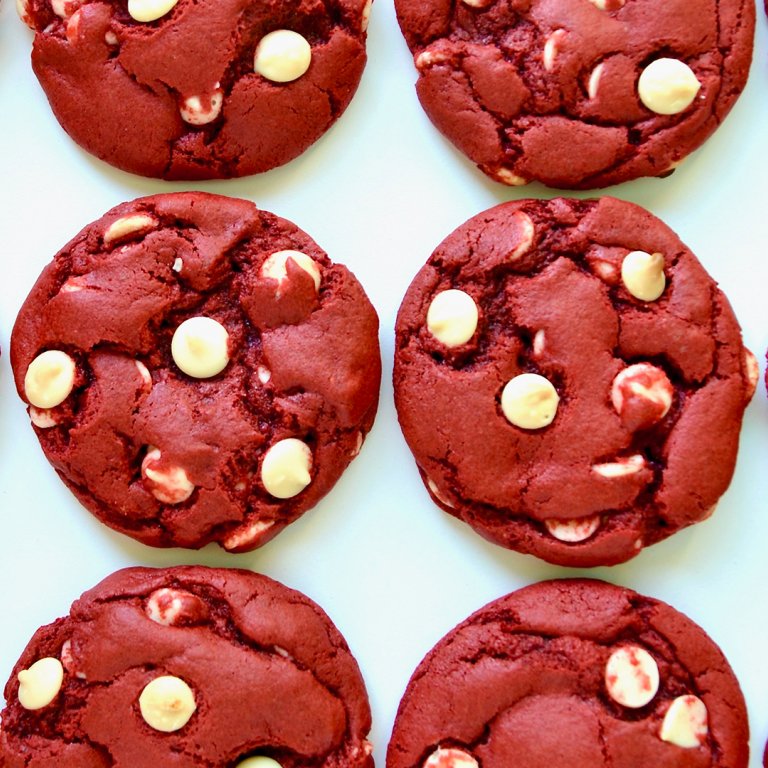 Red Velvet Chocolate Chip Cake Mix Cookies    
