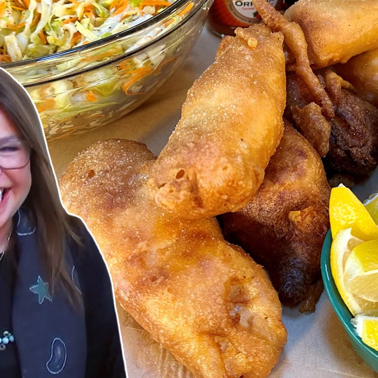 Beer Batter Fish Sticks with Tangy Tartar Sauce and Oil & Vinegar Slaw | Rachael Ray