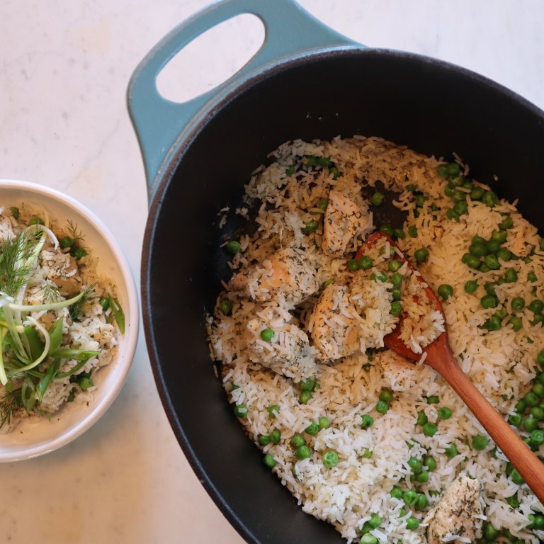 One-Pot Lemon-Dill Chicken with Rice & Peas   