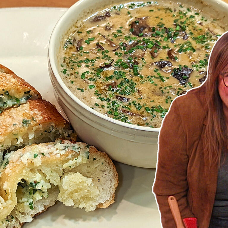 Cream of Mushroom Soup and Hasselback Garlic Bread | Rachael Ray