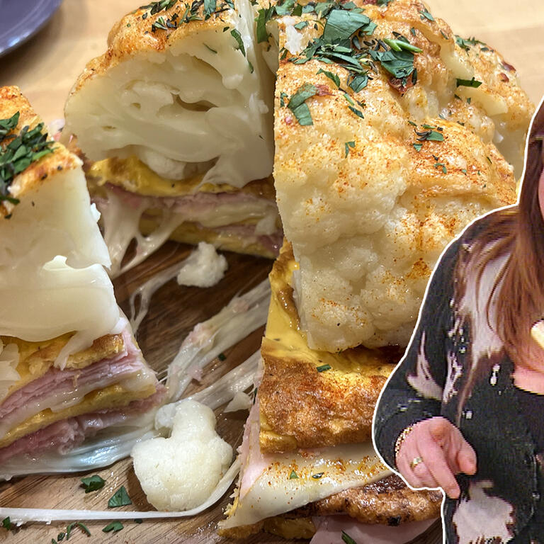 Cauliflower on Thin Omelets with Cheese | Rachael Ray