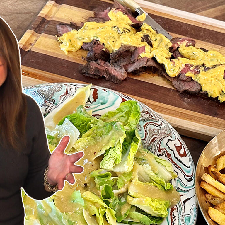 Skirt Steaks and Gem Salad with Fries | Rachael Ray
