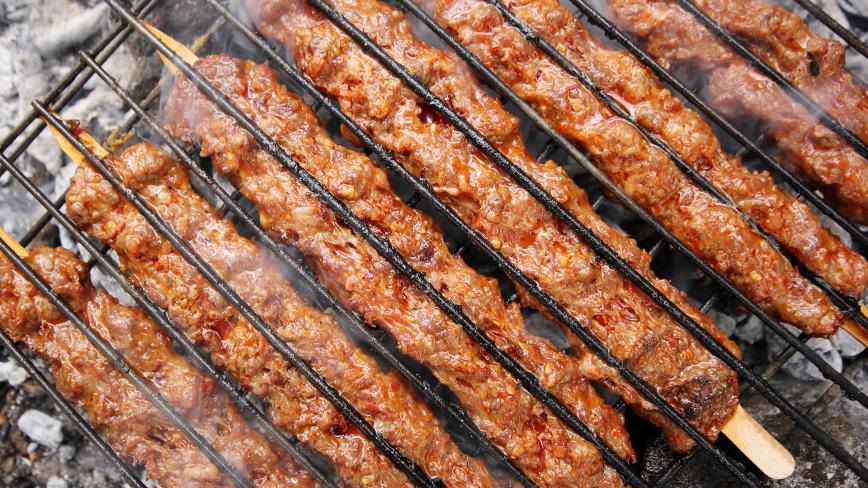 Ground Beef Kebabs on Grill