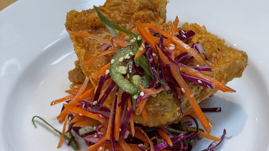 Fried Chicken Thighs With Spicy Slaw