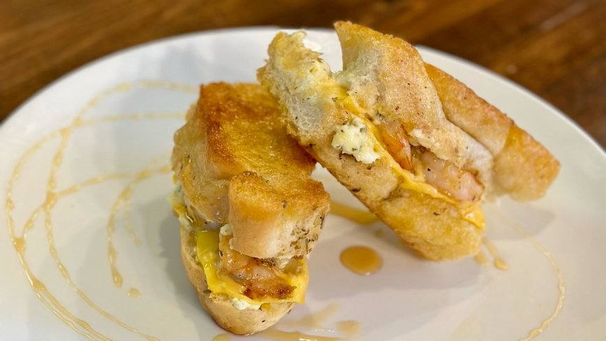 The Ultimate Grilled Cheese—with Cajun Shrimp!
