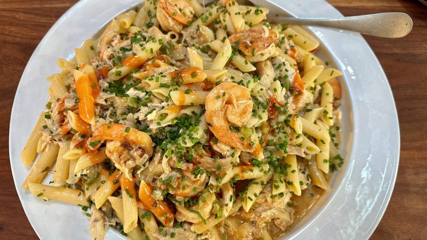 Chicken and Shrimp Penne, Chesapeake Bay Style