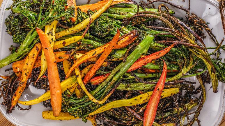 Roasted Broccolini and Baby Carrots