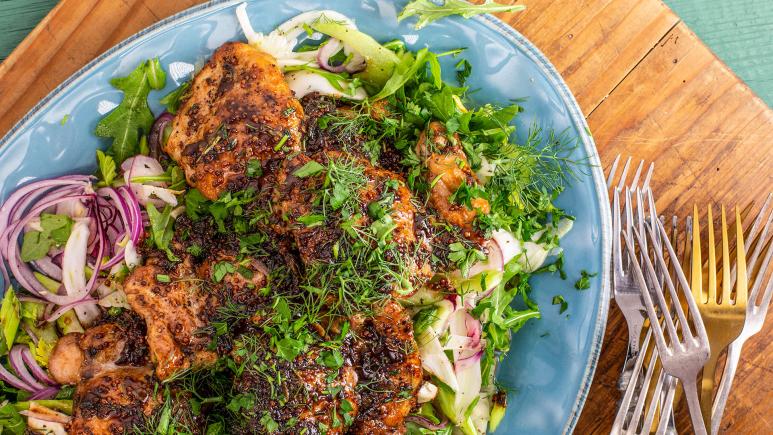 Balsamic-Glazed Chicken with Fennel & Celery Slaw