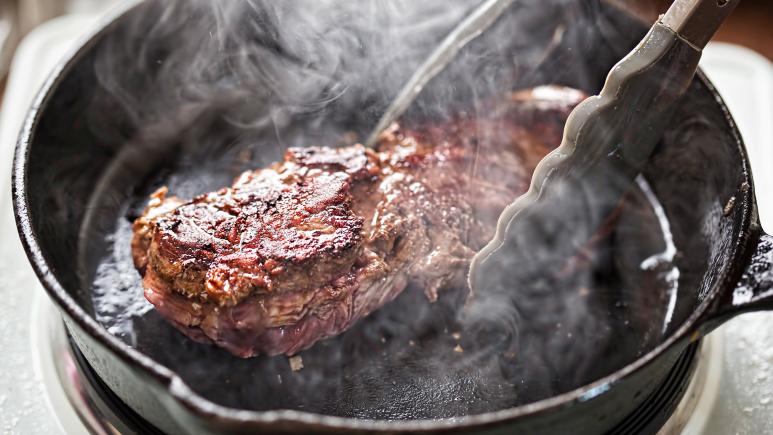 Searing Steak in Cast Iron Skillet