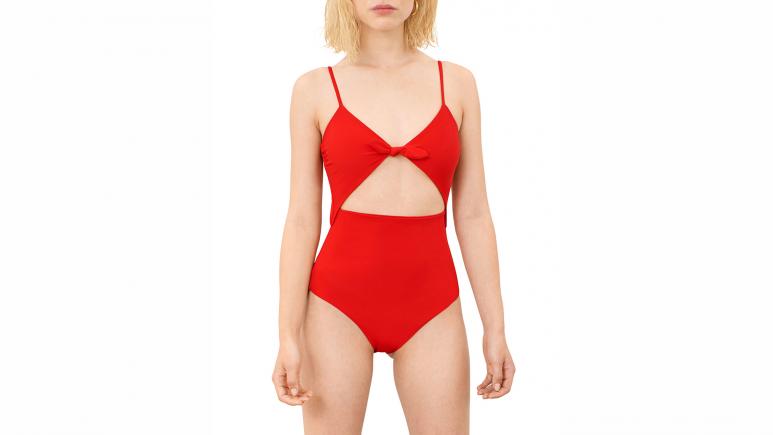 mara hoffman red one piece cutout swimsuit