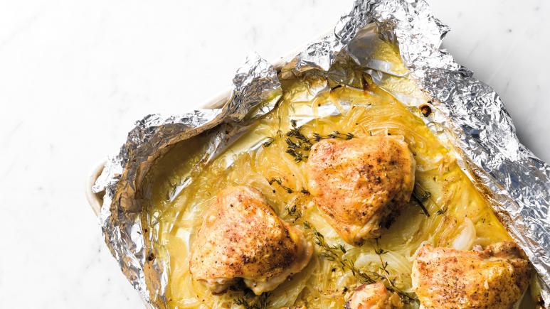 foil roasted chicken with ginger and thyme