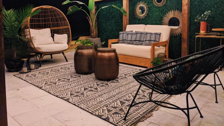 back porch with boho furniture