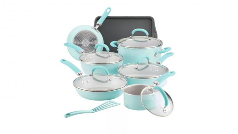 rachael ray aqua blue cookware set