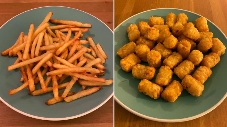Air fried French fries and tater tots